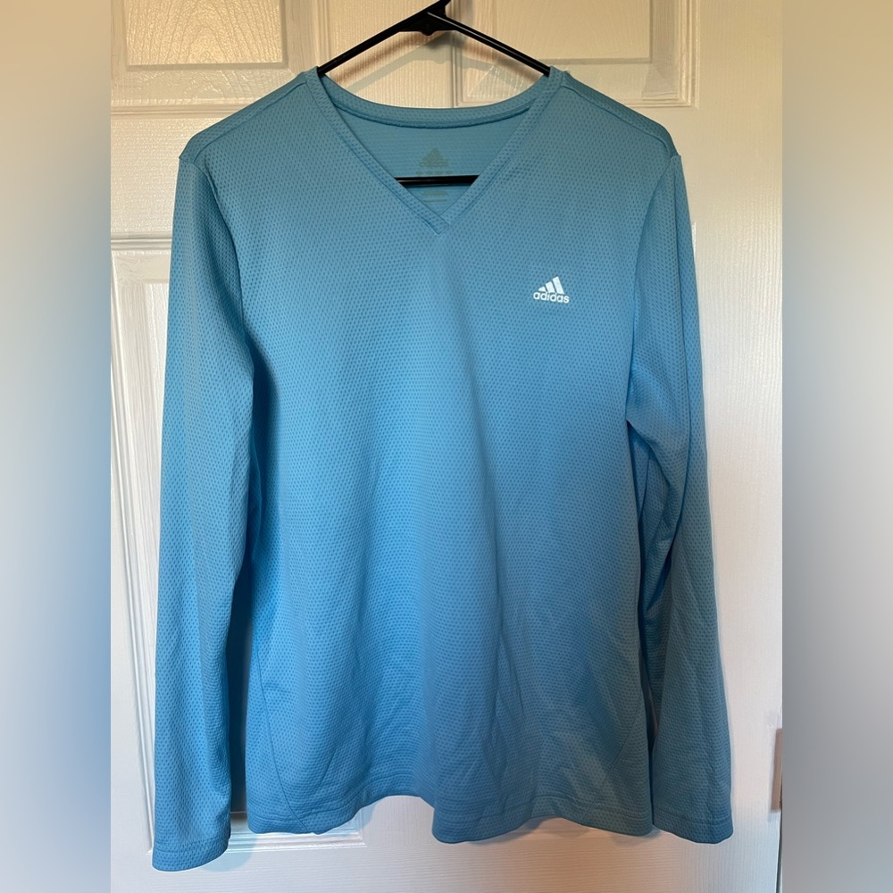 Adidas light blue active long sleeve. Breathable, light fabric.